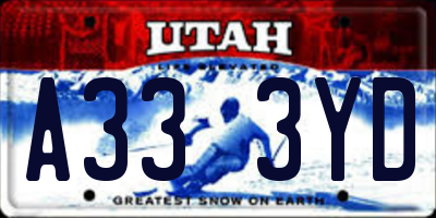 UT license plate A333YD