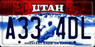 UT license plate A334DL