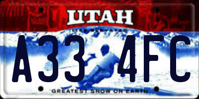 UT license plate A334FC