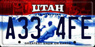 UT license plate A334FE