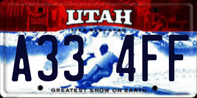 UT license plate A334FF