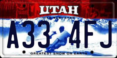UT license plate A334FJ