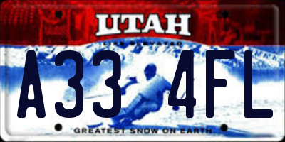 UT license plate A334FL