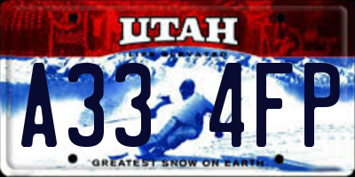 UT license plate A334FP