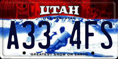 UT license plate A334FS