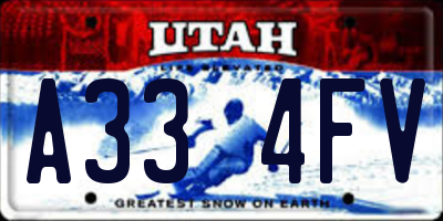 UT license plate A334FV