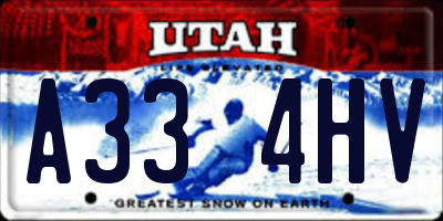 UT license plate A334HV