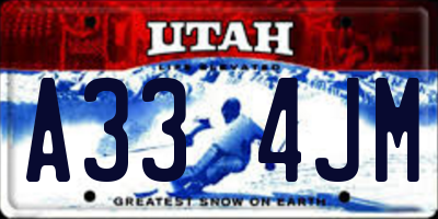 UT license plate A334JM