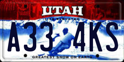 UT license plate A334KS