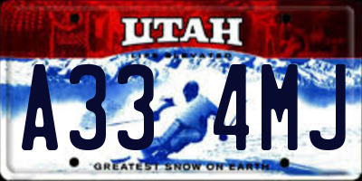 UT license plate A334MJ