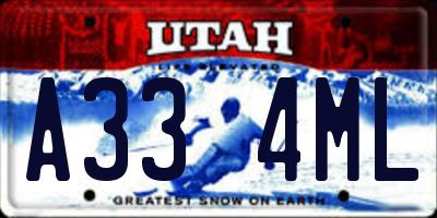 UT license plate A334ML