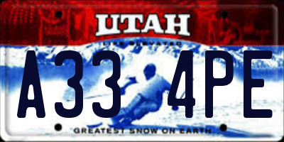 UT license plate A334PE