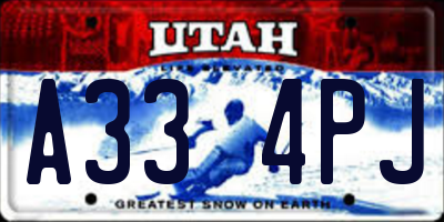 UT license plate A334PJ