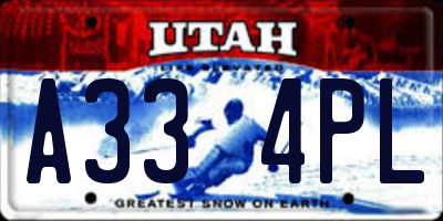 UT license plate A334PL