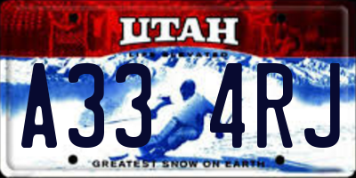 UT license plate A334RJ