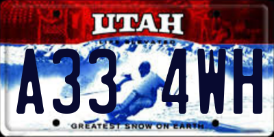 UT license plate A334WH
