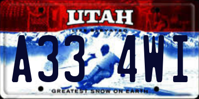 UT license plate A334WI