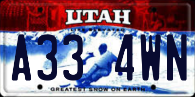UT license plate A334WN