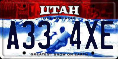 UT license plate A334XE