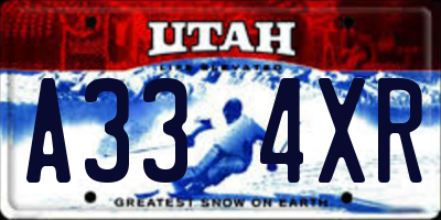 UT license plate A334XR