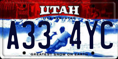 UT license plate A334YC