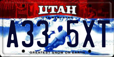 UT license plate A335XT