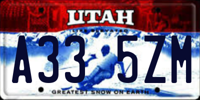 UT license plate A335ZM