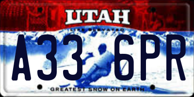 UT license plate A336PR