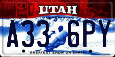 UT license plate A336PY