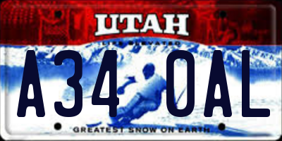 UT license plate A340AL