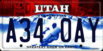 UT license plate A340AY
