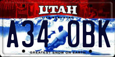 UT license plate A340BK