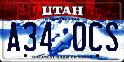 UT license plate A340CS