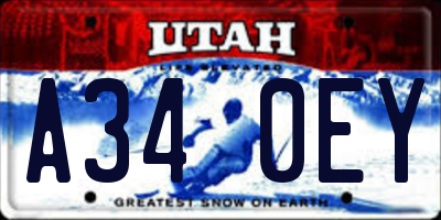UT license plate A340EY