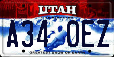 UT license plate A340EZ