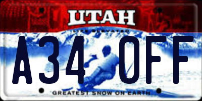 UT license plate A340FF