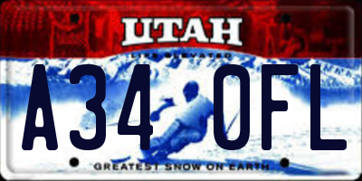 UT license plate A340FL