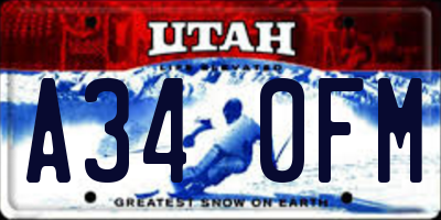 UT license plate A340FM