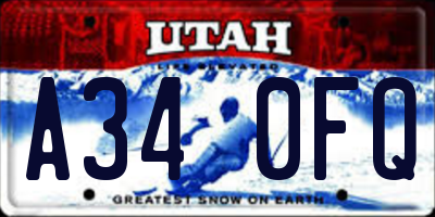 UT license plate A340FQ