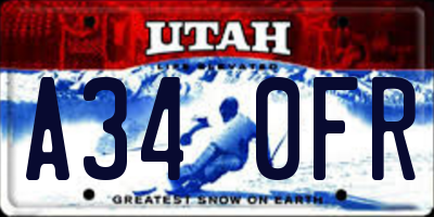 UT license plate A340FR