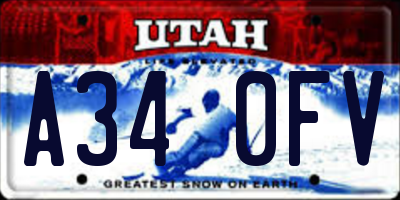 UT license plate A340FV
