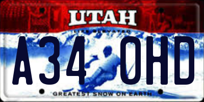 UT license plate A340HD