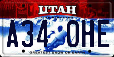 UT license plate A340HE