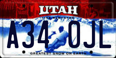 UT license plate A340JL