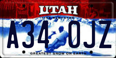 UT license plate A340JZ