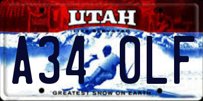 UT license plate A340LF
