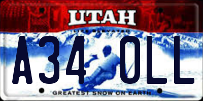 UT license plate A340LL