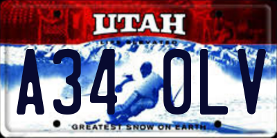 UT license plate A340LV