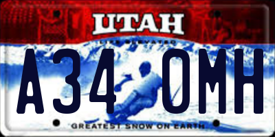 UT license plate A340MH
