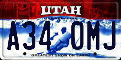 UT license plate A340MJ